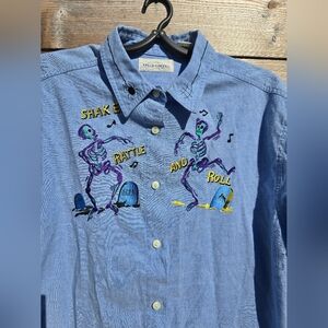 Pendleton Blue Skeleton Embroidered Shirt